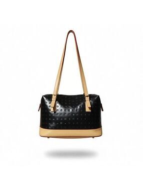 Arcadia Black & Beige Patent Leather Shoulder Bag One Size